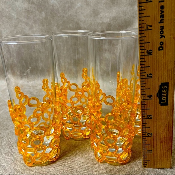 Set of 4 Koziol drinks glasses with orange bubble glass holders - Picture 7 of 7